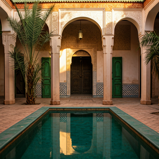 Riad de luxe à Marrakech au coucher du soleil
